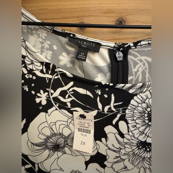 NWT Talbots Size 2X Plus Size Black White Floral Print Tank Maxi Dress - Picture 10 of 12
